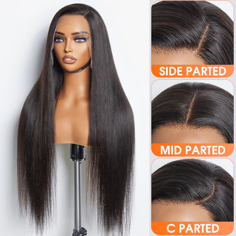 Glueless 3D Cap Pre-Bleached Straight 13X4 Transparent Lace Front Wig 150% Density