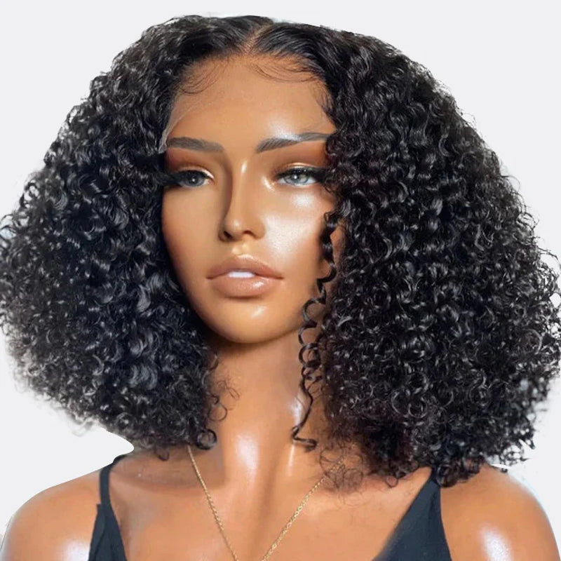 5X5 HD Real Swiss Lace Kinky Curly Glueless Closure Wig