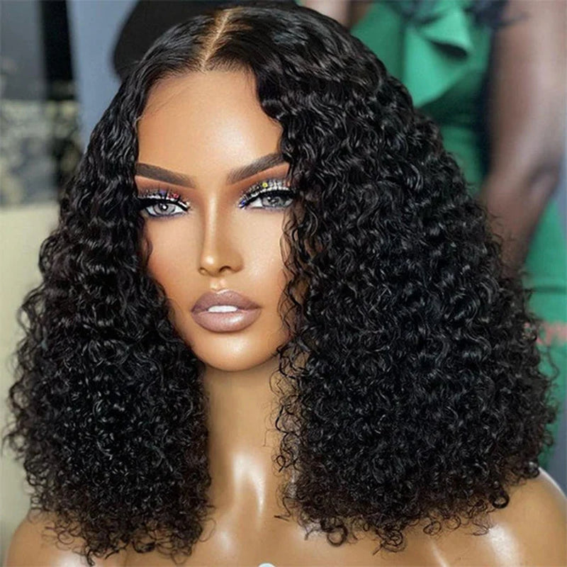 5X5 HD Real Swiss Lace Kinky Curly Glueless Closure Wig